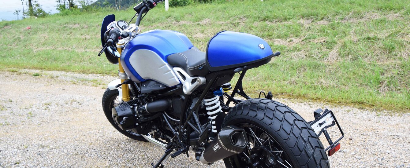 BMW Motorrad R nineT Ansicht auf Heck ganzes Motorrad in der Perspektive zu sehen | © Moto Mader AG